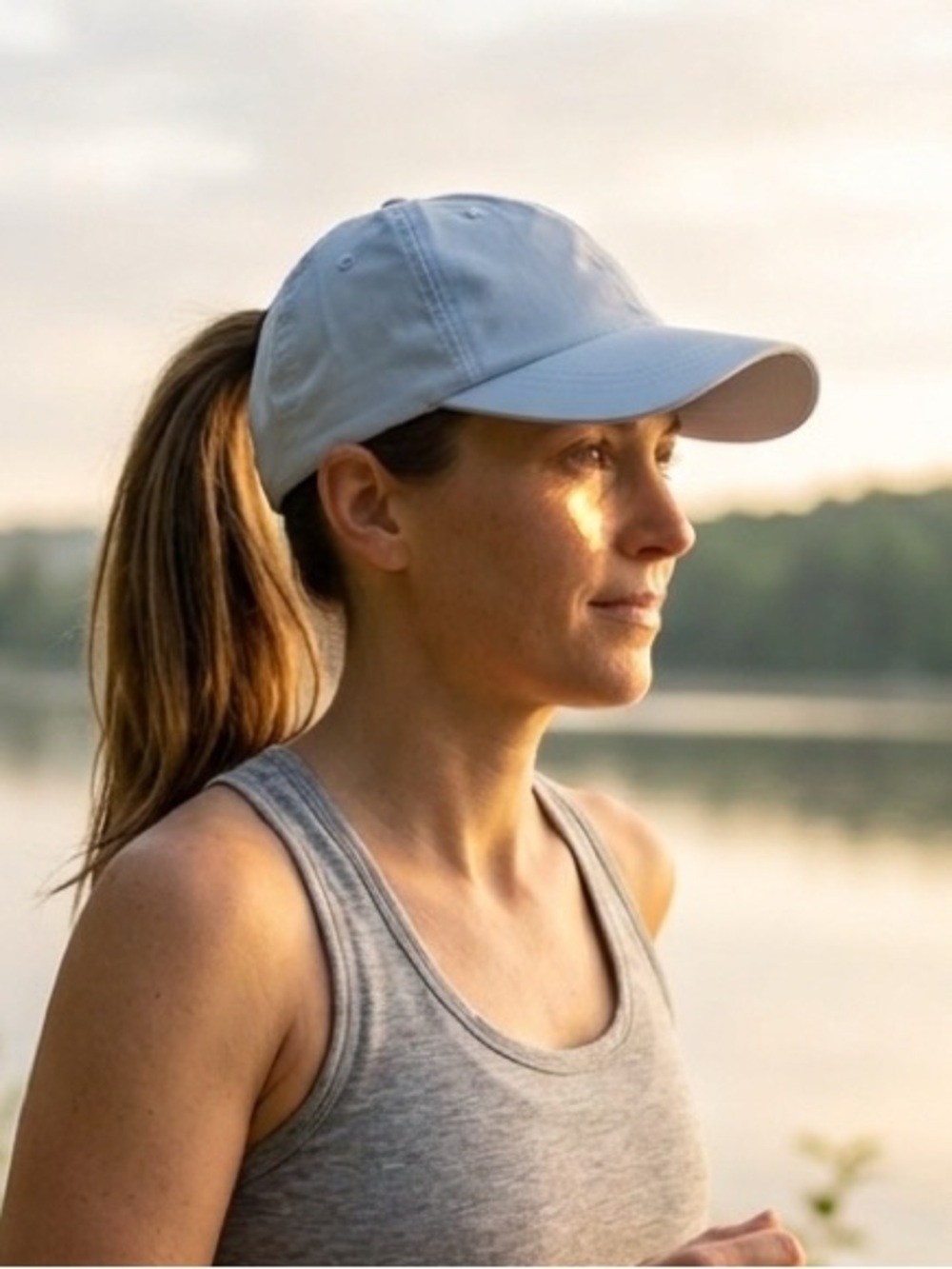Layer 8 Women’s High Pony Running Cap Light Blue One Size NWT